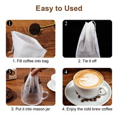 300×Disposable Drawstring Filter Bag – Biodegradable Tea Compostable 3.94″x5.9″