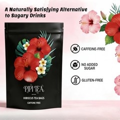PiPi Tea Organic Hibiscus Tea Bags，Caffeine Free Herbal Tea Rich In Antioxidants