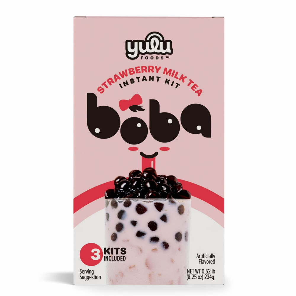 Instant Strawberry Milk Tea Bubble Drink Kit – 3 Servings 8.25 oz