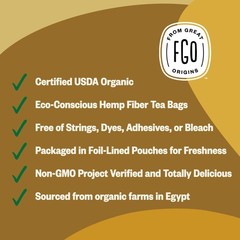 FGO Organic Chamomile Tea, 100 Count, Eco-Conscious Tea 100 Count (Pack of 1)