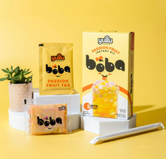 Yulu Foods Instant Boba Passion Fruit, Bubble Tea Kit, 3 Drinks