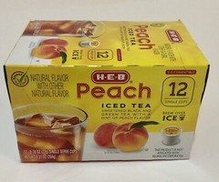(1) Box HEB K-Cup Pods Sweet Peach Iced Tea 12/Box Keurig 2.0 H-E-B Texas