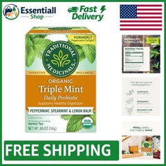 Naturally Delicious Organic Triple Mint Tea – Digestive Aid, 16 Compostable Bags