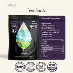 PiPi Tea Organic Oolong Tea Bags–Whole Leaf, 20 Bags(4g Each)–Cortisol & Calming