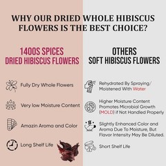 1lb Dried Whole Hibiscus Flowers and Petals, Flor de Jamaica, by 1400s Spices