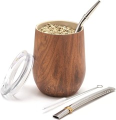 5 pcs large Yerba Mate Cup and Bombilla Kit, Includes one 8 oz Yerba Mate Gou…