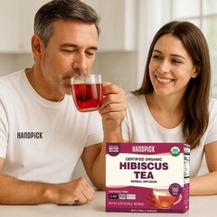 HANDPICK, Organic Hibiscus Tea Bags (100 Tea Bags) | Caffeine-Free, 100% Natural