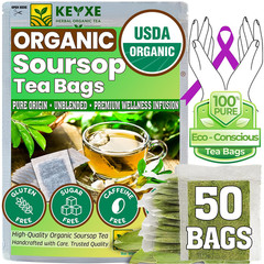 KEYXE – USDA Organic Soursop Graviola Leaves Tea 50 Bags. Non-Gmo Verified , 100