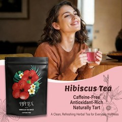 PiPi Tea Organic Hibiscus Tea Bags – Caffeine Free Herbal Tea Rich in Antioxi US