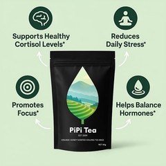 PiPi Tea Organic Oolong Tea Bags – Whole Leaf, 20 Bags (4g Each) – Cortisol & Ca