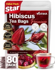 Premium 80 Hibiscus Flowers Tea Bags, 100% Natural, Handmade & Pure from Hibi