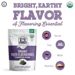 Fermentaholics USDA Organic Dried Elderberries, 1 lb All Natural non-GMO