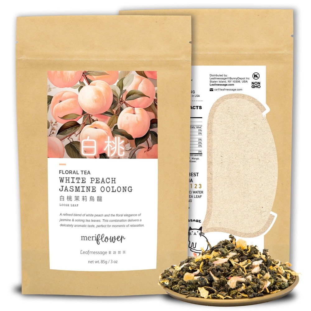 Leafmessage Tea – White Peach Jasmine Oolong Loose Leaf Floral Tea 白桃茉莉烏龍 85g