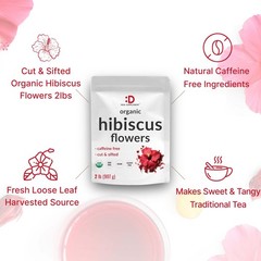 Dried Organic Hibiscus Flowers, 2 Pounds – Cut & Sifted Whole Leaves – Loose …