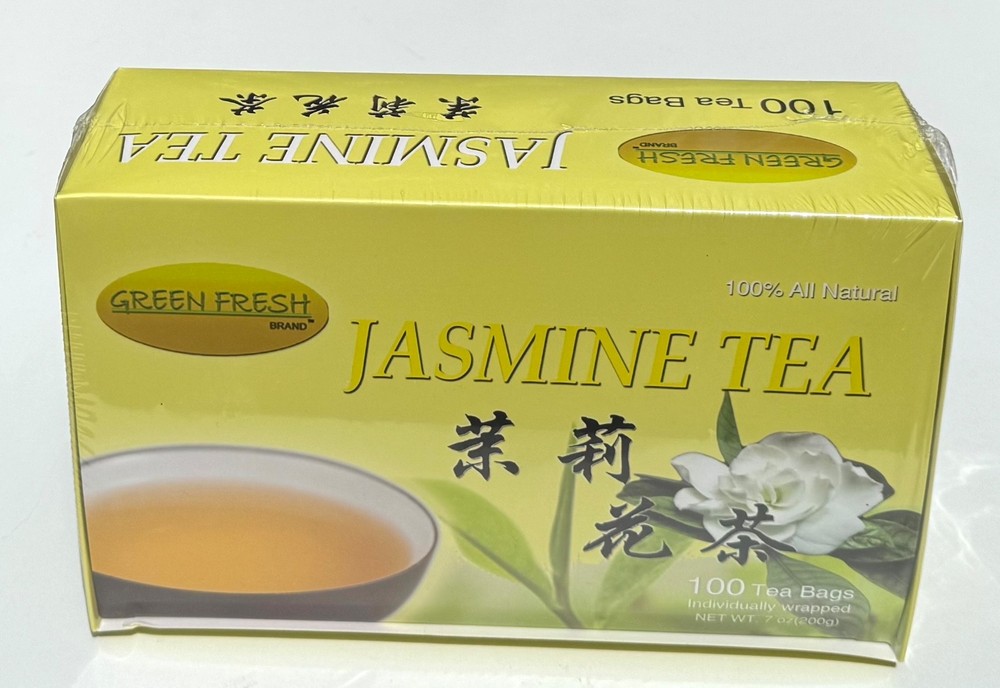 Green Fresh 100-Count Jasmine Tea Bags 100% Natural Handpicked from Fujiang 7oz