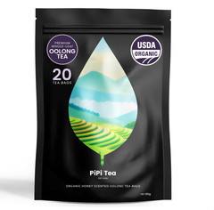 PiPi Tea Organic Oolong Tea Bags Whole Leaf 20Bags(4g) Cortisol & Calming Tea