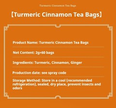 120 Premium Turmeric Ginger Cinnamon Tea Bags, 100% Natural &No Additive Support