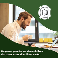 FGO Organic Gunpowder Green Loose Leaf Tea, Whole Leaf Bulk Resealable Bag, 16oz