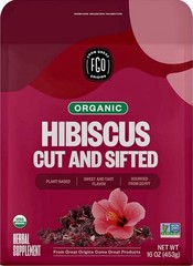 Hibiscus Flowers, Organic Cut and Sifted, 16oz Bulk Resealable Bag, FGO brand