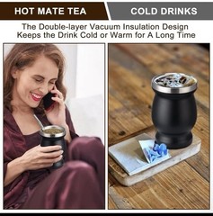 Stainless Steel Double-Wall Mate Cup And Bombilla Set – Yerba Mate set Includ…