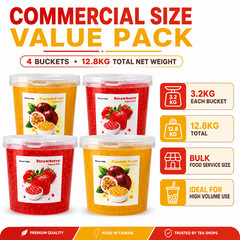 Honey&Milk Popping Boba 4 Pack 3.2KG Passion Fruit Strawberry Bubble Tea Taiwan