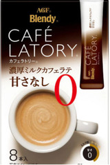 AGF Blendy Cafe Latory Milk Cafe Latte Non-Sugar 8 Sticks In Box 91g – Japan