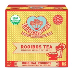 Caffeine Free Organic Rooibos Tea Bags 80 Naturally Sweet Herbal Low Tannin