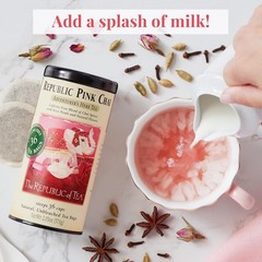 Republic Pink Chai Herbal Tea Tin 36 Tea Bags Naturally Caffeine Free