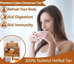 Premium 100 Pure Ceylon Cinnamon Tea Bags, Made with 100 Count (Pack of 1)