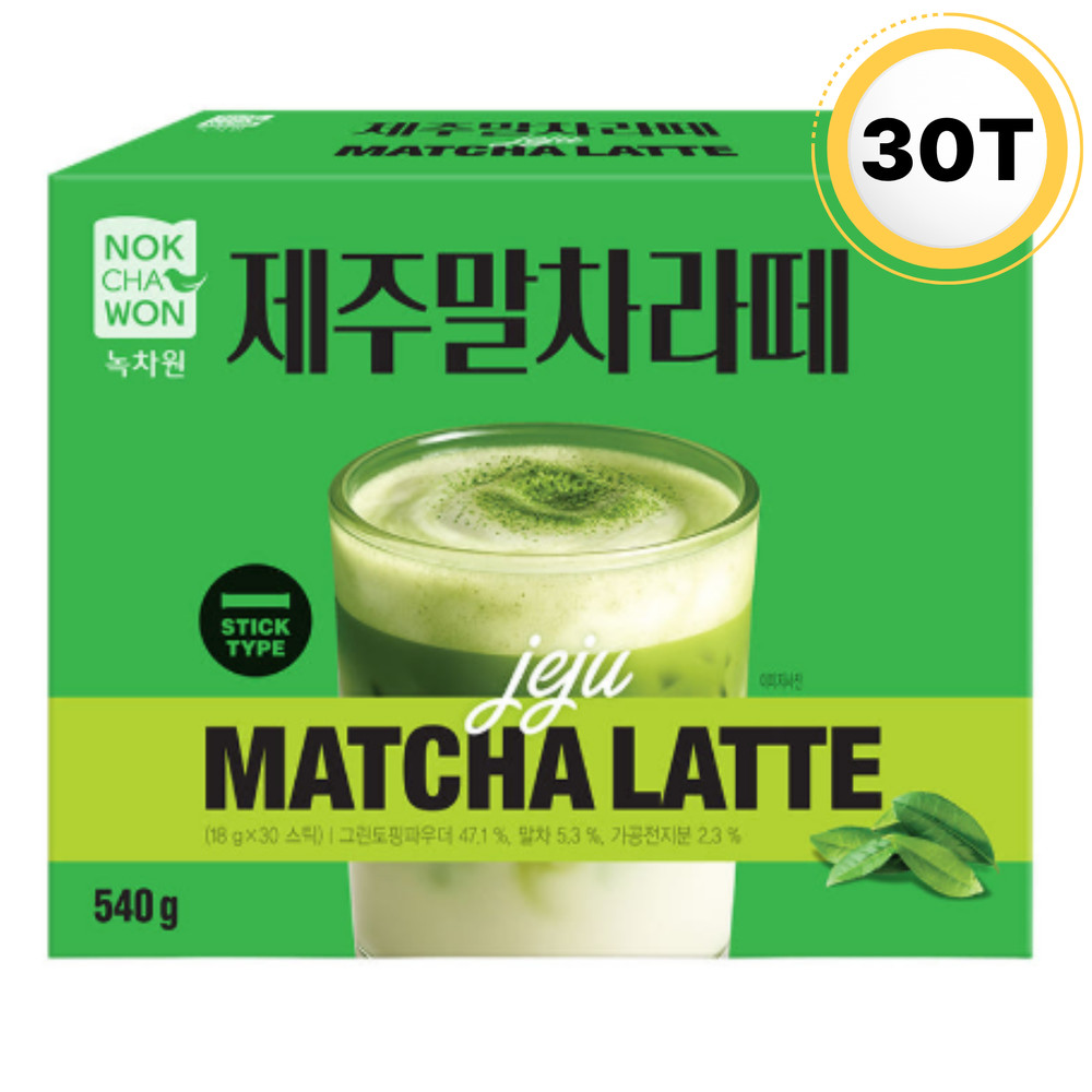 Nokchawon Jeju Matcha Latte 30 Sticks 540g Korea Premium Instant Green Tea New