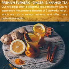 60-300 Turmeric,Ginger,Cinnamon Tea Bags,100% Natural,No Additives,Caffeine Free