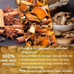 Turmeric Ginger Cinnamon Herbal Tea 120 Bags Vegan No Sugar Caffeine Free