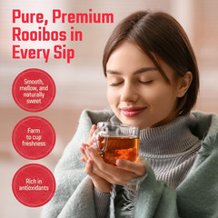 Red Rooibos Tea Bags USDA Certified South African Organic Herbal Tea, Naturally