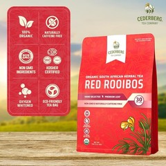 Red Rooibos Tea Bags USDA Certified South African Organic Herbal Tea, Naturally