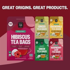 Organic Hibiscus Tea, 100 Count, Eco-Conscious Tea Bags, Caffeine Free, Packa…
