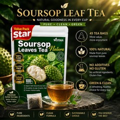 45 Count Premium Soursop Graviola Tea Bags 100% Natural soursop leaves, NonG…