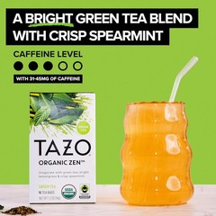 TAZO Organic Zen Green Tea, Caffeinated Tea with Refreshing Lemongrass & Spearmi