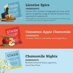 Tea Soothing Herbal Tea 6 Flavor Variety Pack, 6 Boxes with 18-20 Tea Bags Each