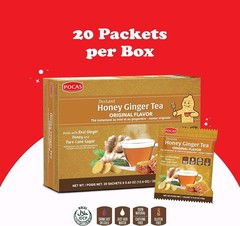 Pocas Honey Ginger Tea – Instant Tea Powder Packets with Ginger Honey – 20 Ct