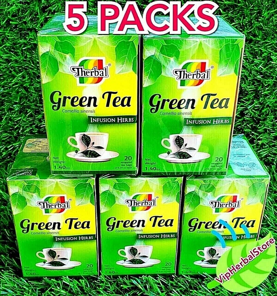5 Packs GREEN TEA Camellia Sinensis TE VERDE 100 bags Therbal Made in Mexico