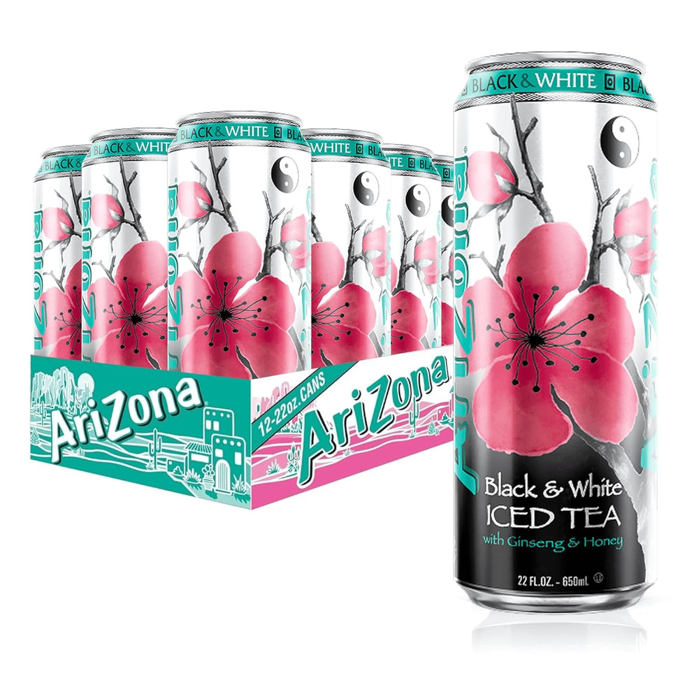 Black and White Tea – Big Can, 22 Fl Oz (Pack of 12)