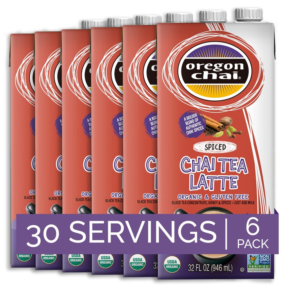 Spiced Chai Tea Latte Concentrate, 32 Ounce (Pack of 6)
