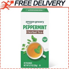 Amazon Grocery, Peppermint Herbal Tea Bags Caffeine Free, 20 Tea Bags