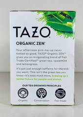 TAZO Organic ZEN GREEN TEA, Lemongrass/Spearmint, Regenerative, 36 Tea Bags