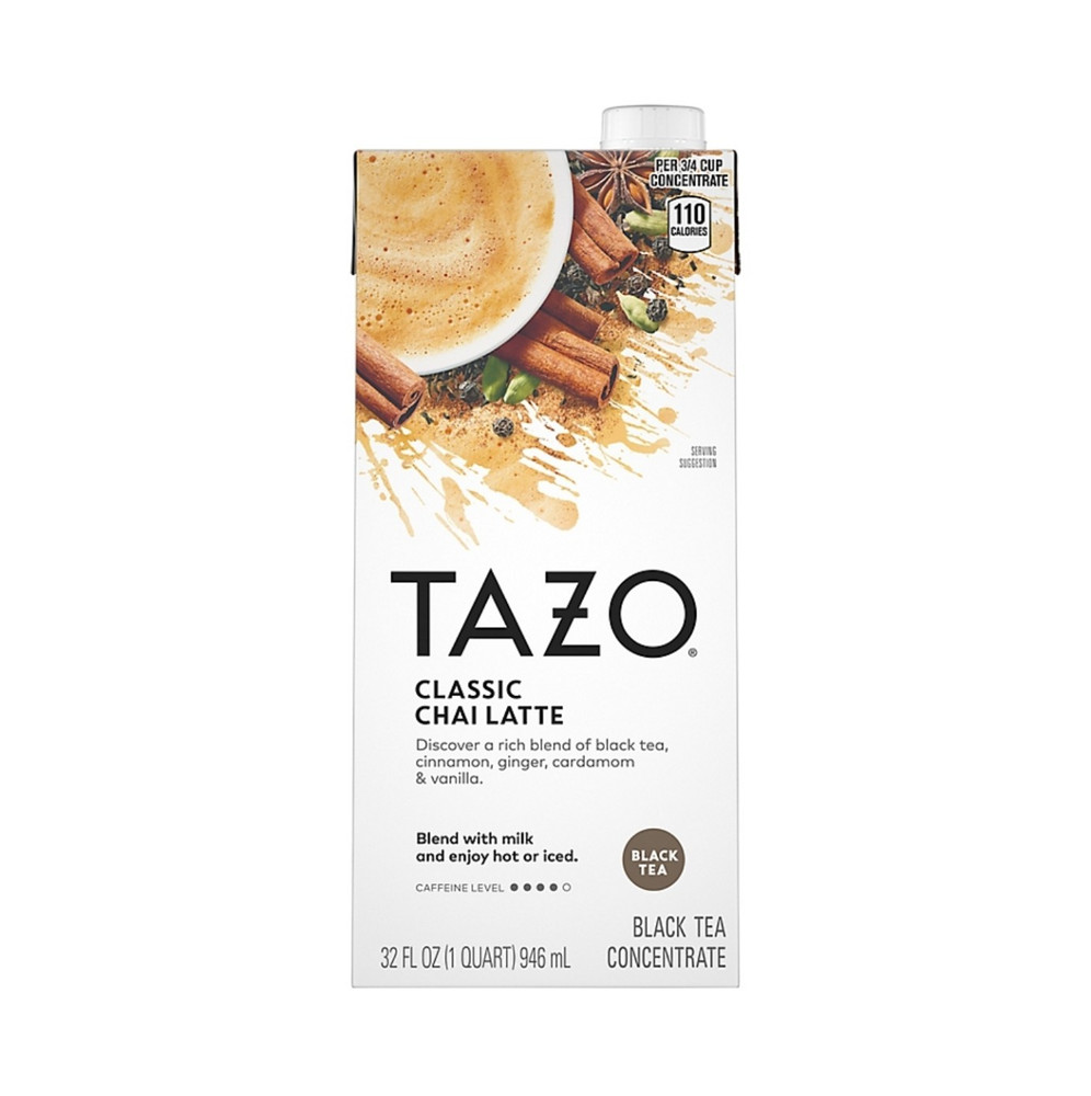 Pack of 3 Tazo Classic Chai Latte Black Tea Concentrate 32 fl oz (946 mL) Carton