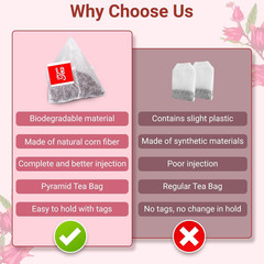 Hibiscus Tea Bags, 100% Natural Hibiscus Flowers Herbal High Blood Pressure Tea