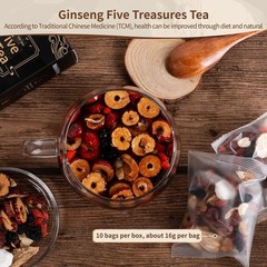 Té de Ginseng de los Cinco Tesoros – Energía y Vitalidad Natural – 25 Bolsitas