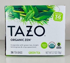 TAZO Organic ZEN GREEN TEA, Lemongrass/Spearmint, Regenerative, 36 Tea Bags