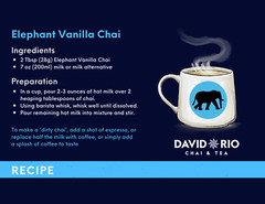 David Rio Elephant Vanilla Chai, Bulk, 4lb. Bag, New.