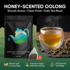 Oolong Tea Bags – Organic Whole Leaf Oolong – 20 Bags (5g Each) – Natural Relaxi